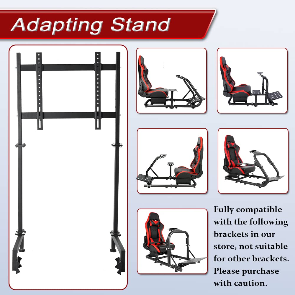 Supllueer Racing Simulator Display Bracket Monitor Stand Suitable for Large Round Tube Sim Racing Cockpit Stand, Support 24-60 Inch TV, No Screen Monitor Racing Stand Seat