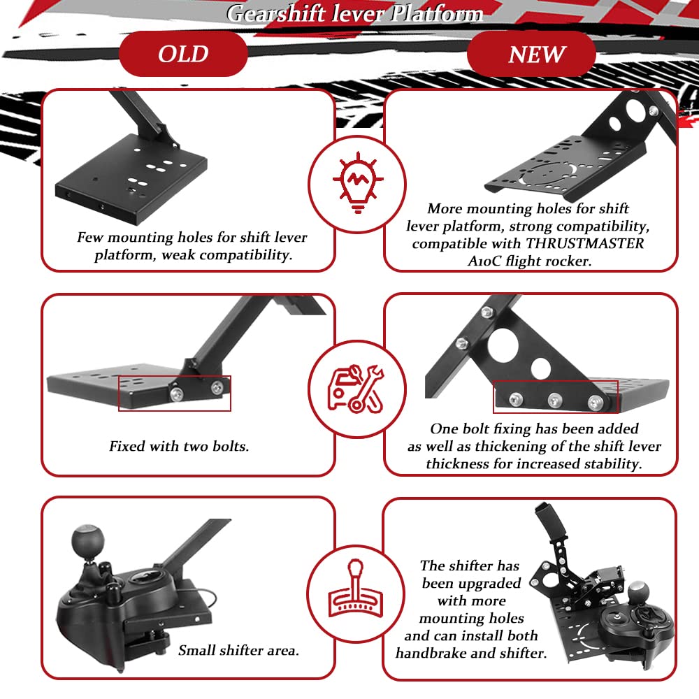Supllueer Racing Shifter Mounting Bracket, for Racing Wheel Stand, with Mounting Bolts, Fits for Our Racing Game Simulator Stand, Supports The Installation of Shifter and Handbrake at The Same Time
