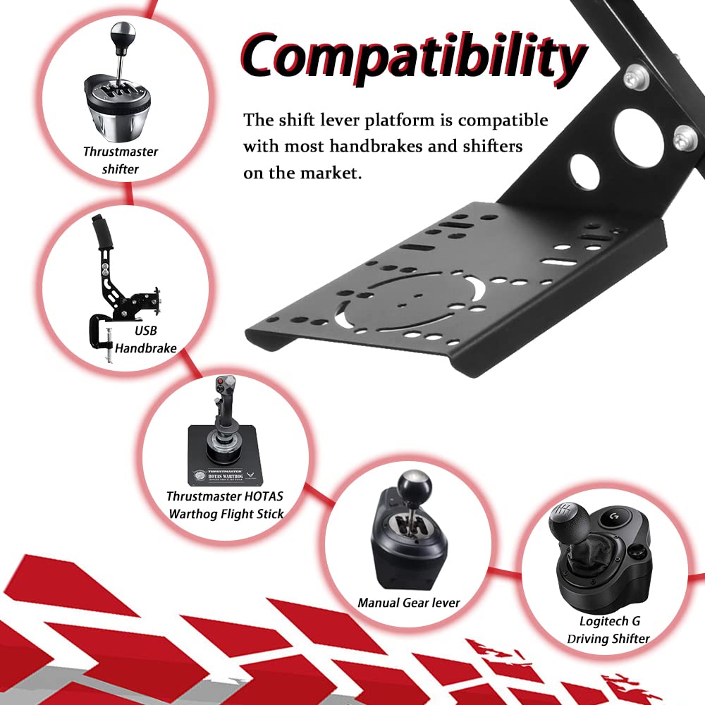 Supllueer Racing Shifter Mounting Bracket, for Racing Wheel Stand, with Mounting Bolts, Fits for Our Racing Game Simulator Stand, Supports The Installation of Shifter and Handbrake at The Same Time
