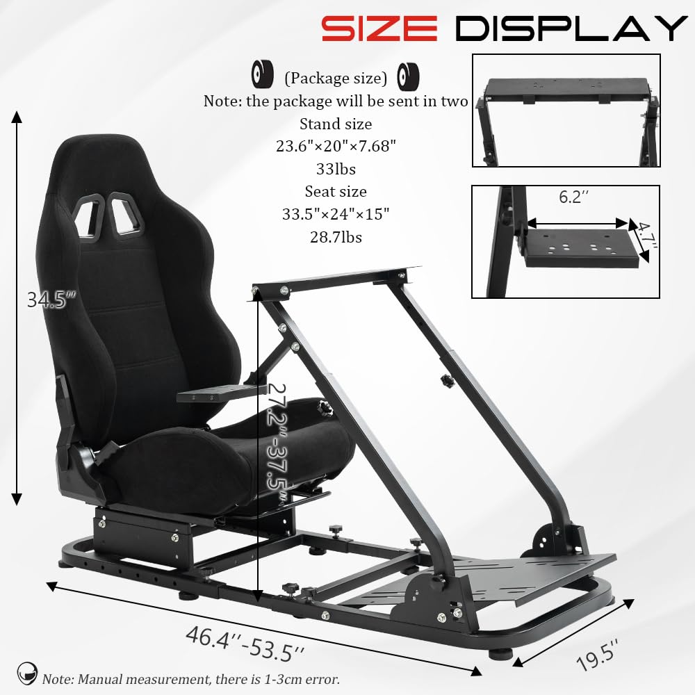 Supllueer Racing Simulator Cockpit Black Seat Stand Switching Gear Lever Removable fit for Logitech G27 G29 G920 G923,Thrustmaster T300RS, Racing Wheel Stand Sim Cockpit No Wheel Pedal Shift