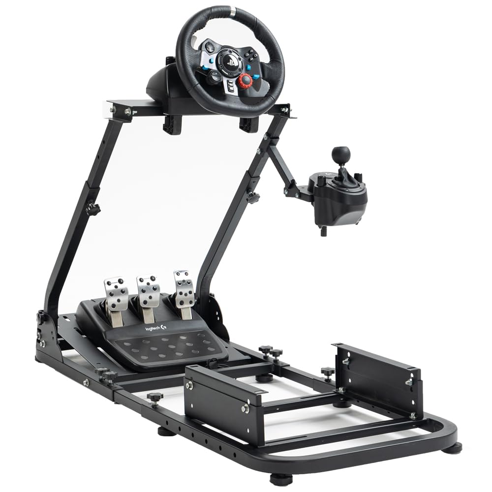 Supllueer Racing Simulator Cockpit with Gear Lever Removable Fit for Logitech/Thrustmaster G25 G27 G29 G920 G923 T300RS T500, Sim Racing Wheel Stand No Wheel Pedal Seat