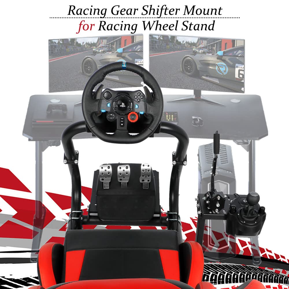 Supllueer Racing Simulator Game Stand Joystick Shifter Accessory,Supports Simultaneous Installation of Shifter Handbrake,fits Logitech Thrustmaster A10C, With Bolt,only for some Racing Wheel Stand