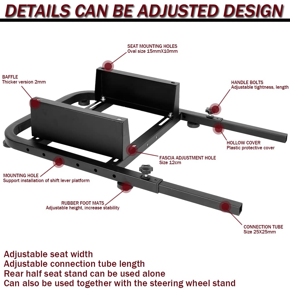 Supllueer Racing Rear Seat Stand Add-On Stand with Red Racing Seat for Steering Wheel Stand to Expand into Racing Simulator Cockpit Fit for Logitech, Thrustmaster, Fanatec, G29 G920 G923
