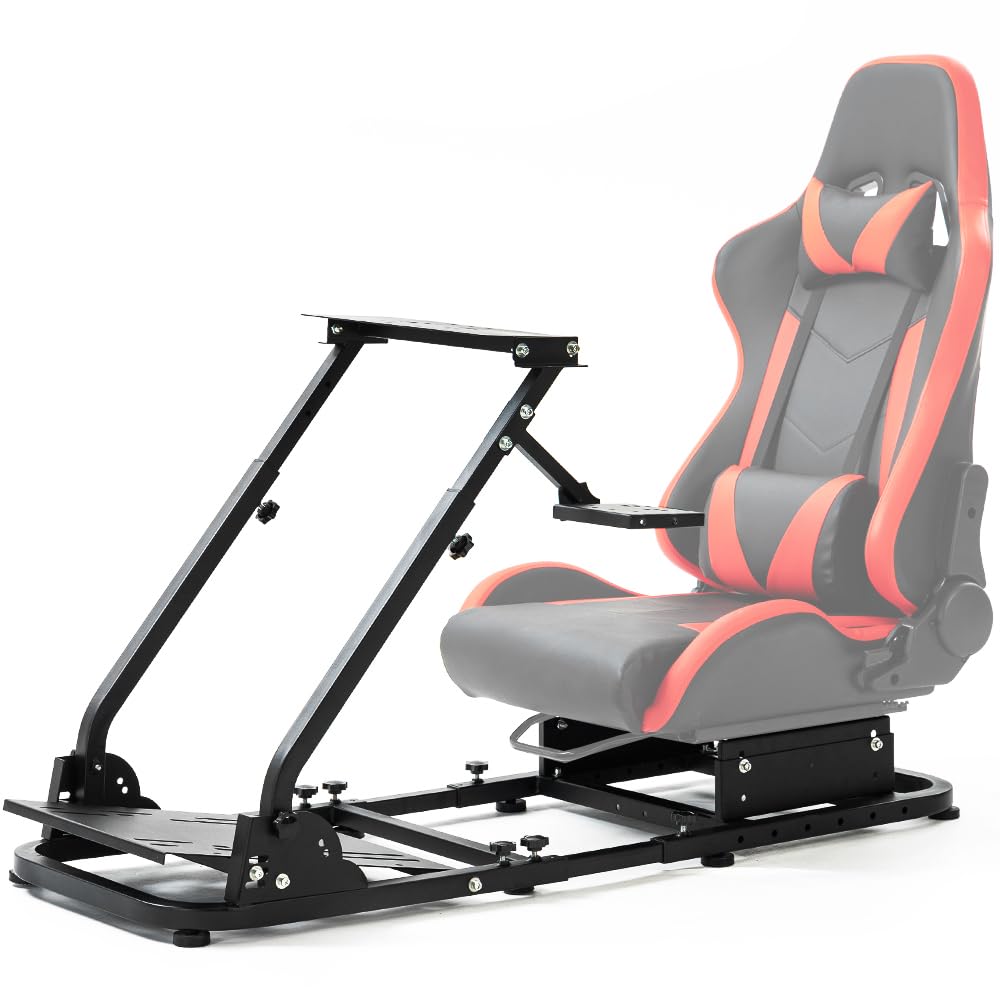Supllueer Racing Simulator Cockpit with Gear Lever Removable Fit for Logitech/Thrustmaster G25 G27 G29 G920 G923 T300RS T500, Sim Racing Wheel Stand No Wheel Pedal Seat