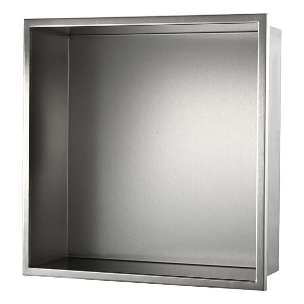 Supllueer Shower Niche Stainless Steel 12" x 12", Brushed Nickel Wall-Inserted Niche Recessed, Recessed Shower Shelf Modern and Elegant Soap Niche for Bathroom