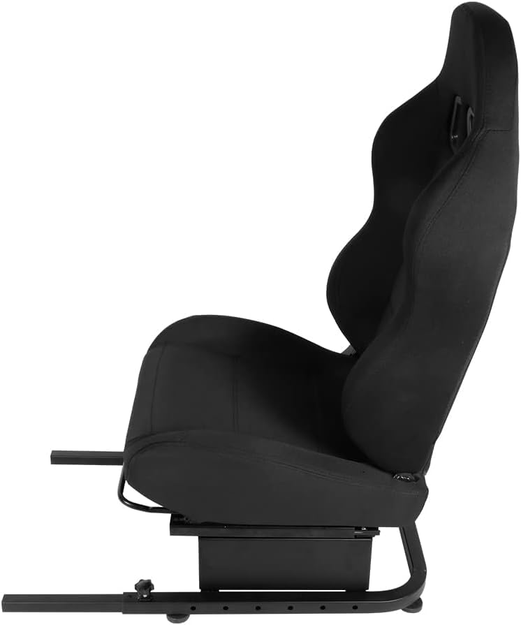 Supllueer Racing Sim Cockpit Seat for Steering Wheel Stand to Expand into Racing Simulator Cockpit with Black Double Locking Slides Cloth Breathable Gaming Seat Fit for Logitech, Thrustmaster