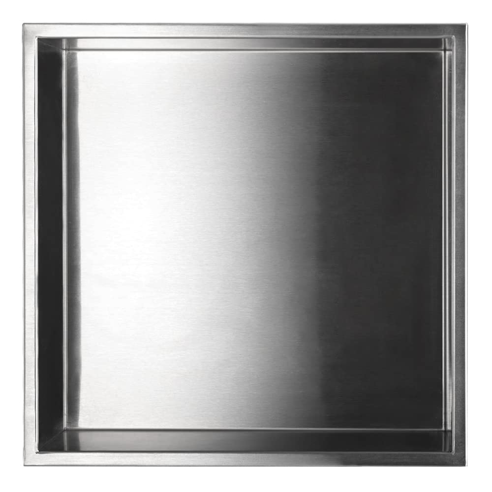 Supllueer Shower Niche Stainless Steel 12" x 12", Brushed Nickel Wall-Inserted Niche Recessed, Recessed Shower Shelf Modern and Elegant Soap Niche for Bathroom