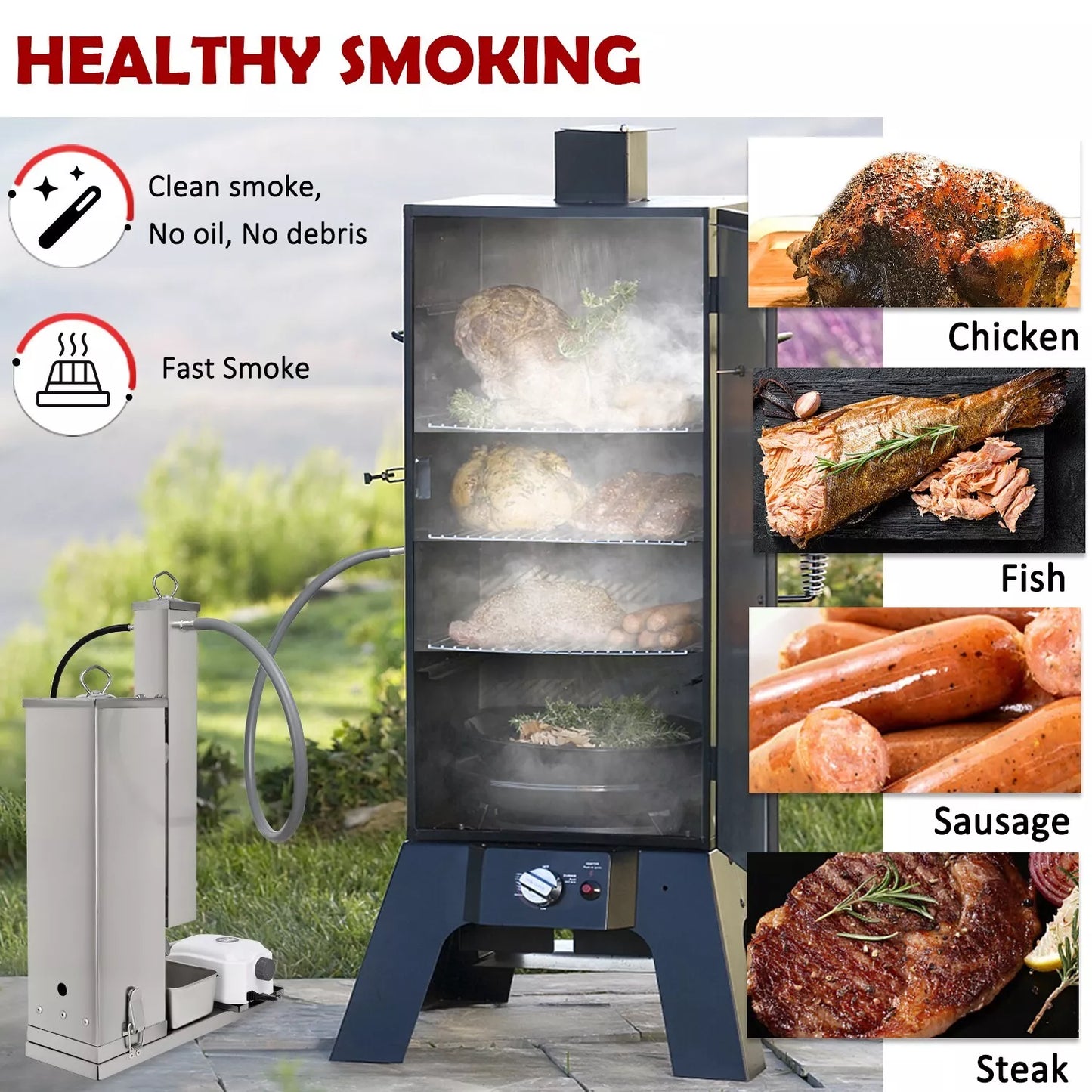 Supllueer Cold Smoke Generator 5L Stainless Steel Hot Smoker Smoker Pellet BBQ