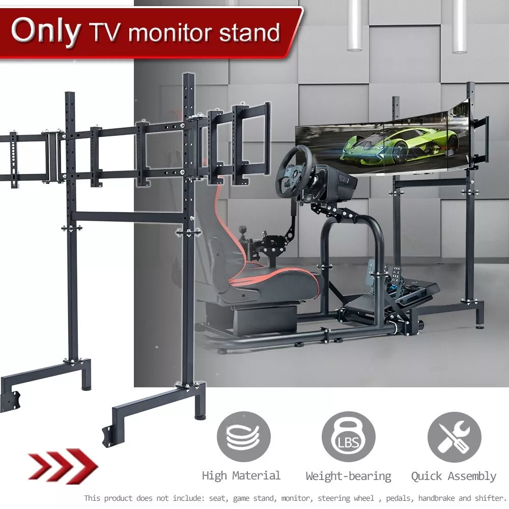 Supllueer Triple Screen Monitor Stand for Round Tube Racing Simulator Cockpit
