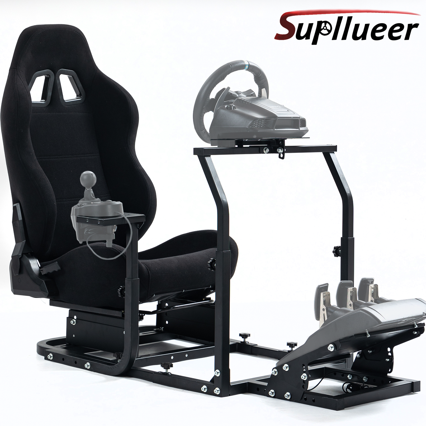Supllueer Racing Simulator Cockpit Stand with Black Seat Fit Logitech G29 G920