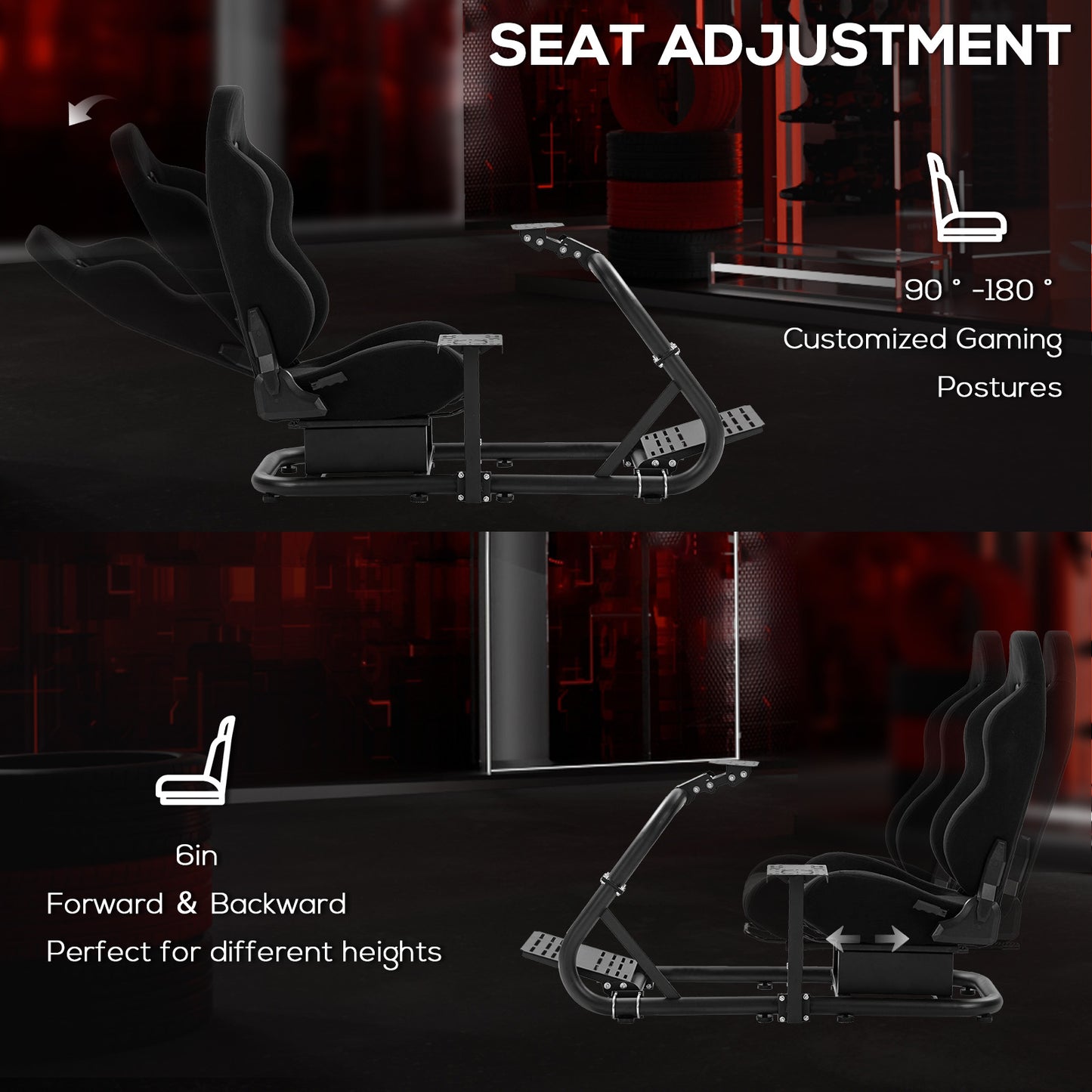 Supllueer Racing Simulator Cockpit Stable Round Tube Single Arm With Black Seat Fits For Logitech Thrustmaster PXN Fanatec.Excluding electronic devices