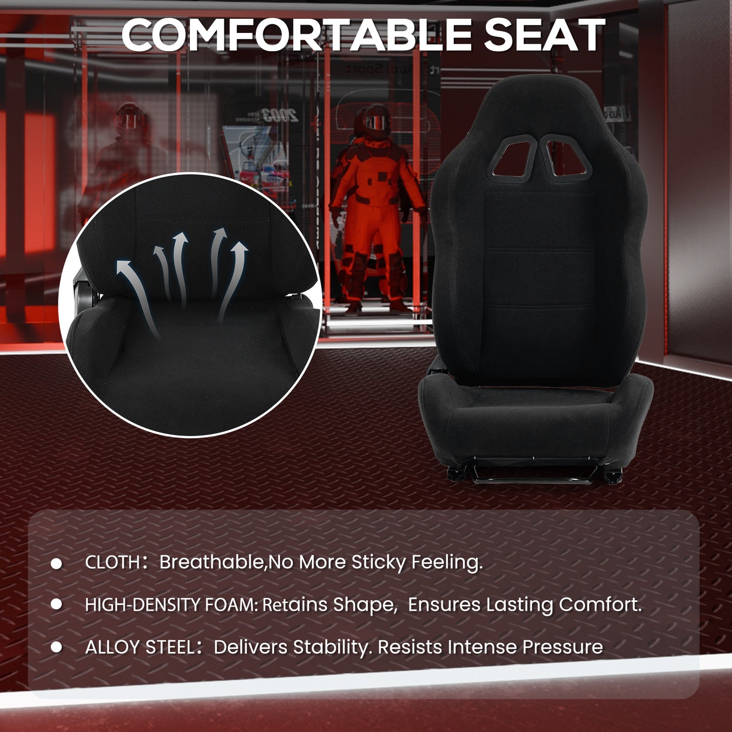 Supllueer Racing Simulator Cockpit Stable Round Tube Single Arm With Black Seat Fits For Logitech Thrustmaster PXN Fanatec.Excluding electronic devices