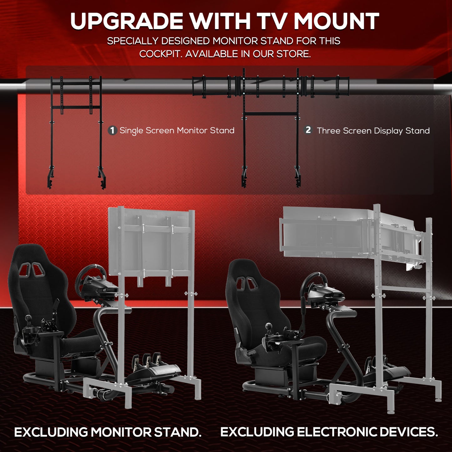 Supllueer Racing Simulator Cockpit Stable Round Tube Single Arm With Black Seat Fits For Logitech Thrustmaster PXN Fanatec.Excluding electronic devices