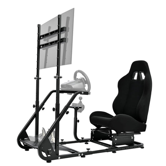 Supllueer G29 Racing Simulator Cockpit Stand with Seat & TV Stand Fit Logitech