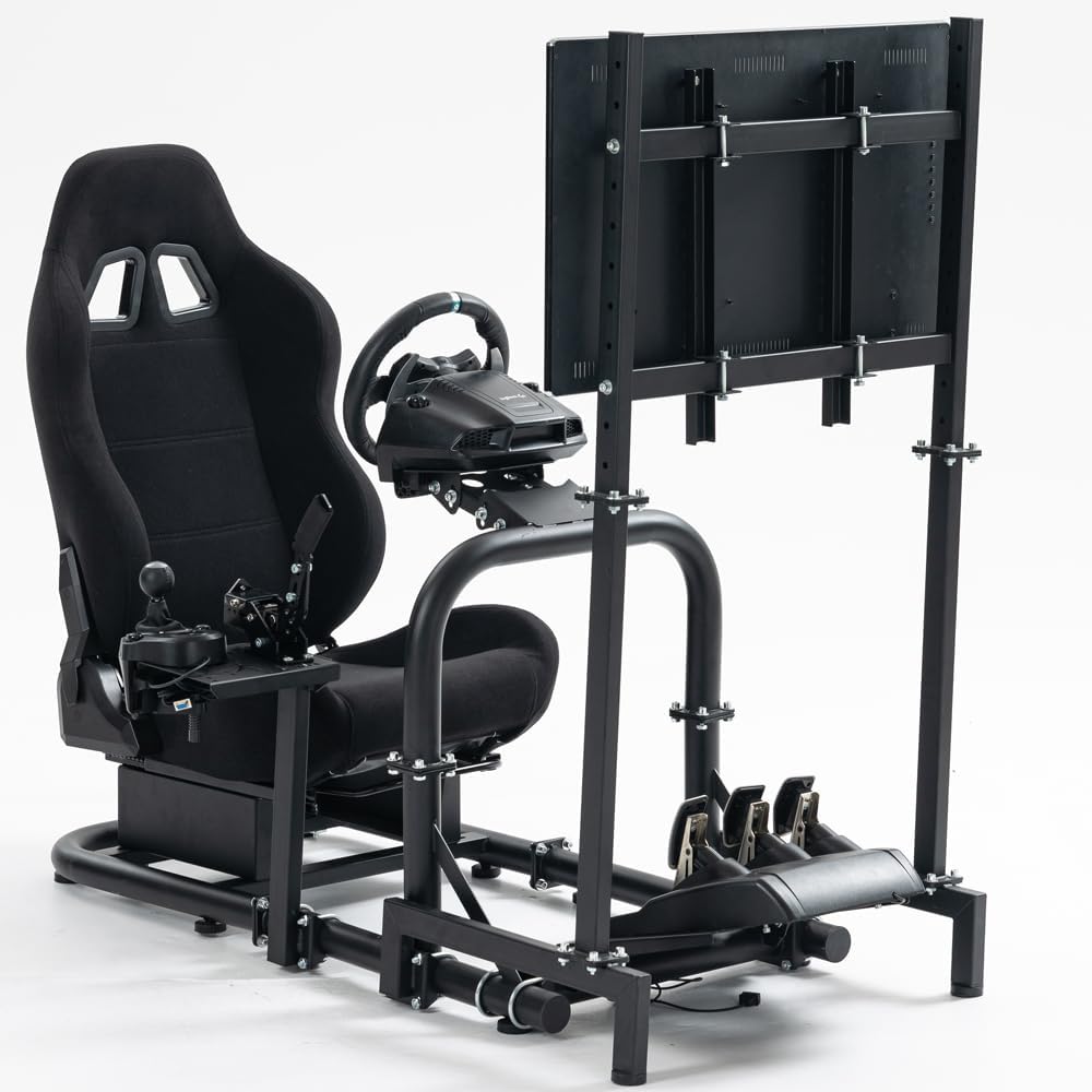 Supllueer Racing Simulator Cockpit with Seat and Monitor Mount Fit Logitech G920 G923
