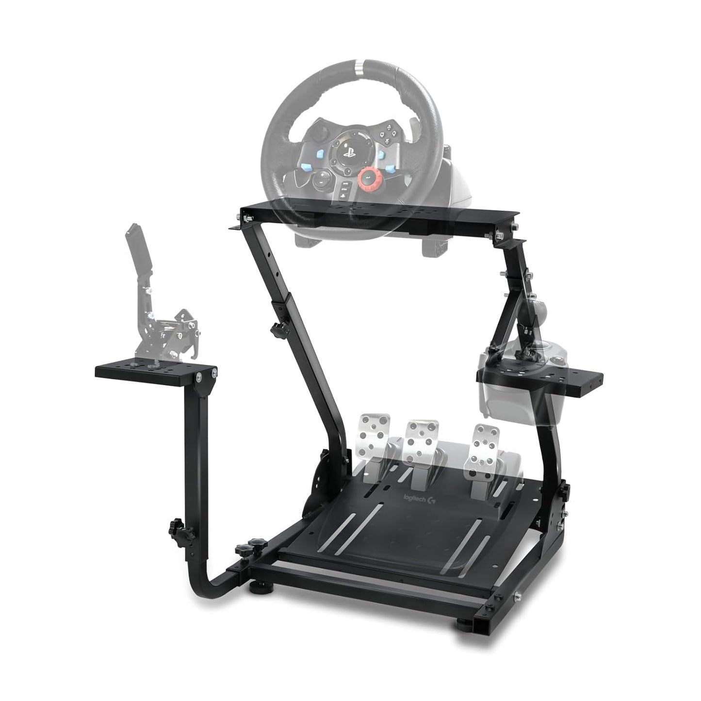 Supllueer Racing Wheel Stand Steering Wheel Stand with 2 Shifter Mount