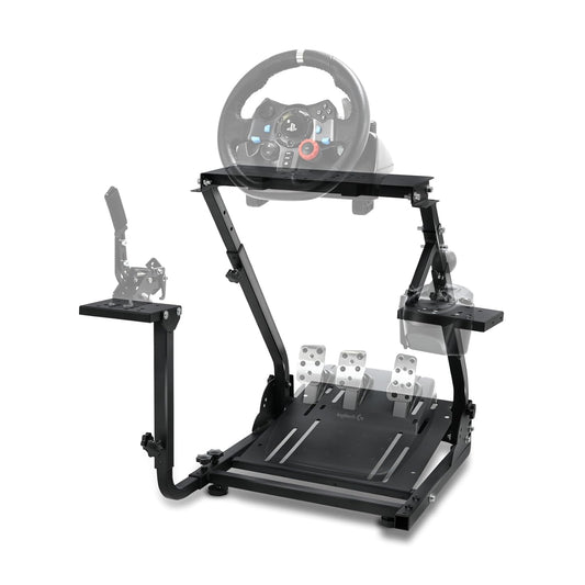 Supllueer Racing Wheel Stand Steering Wheel Stand with 2 Shifter Mount