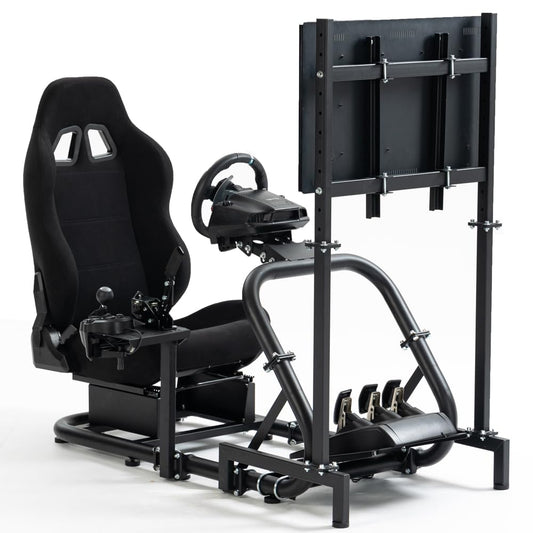 Supllueer Racing Sim Cockpit with Seat & Monitor Stand Fit Logitech G920 G923