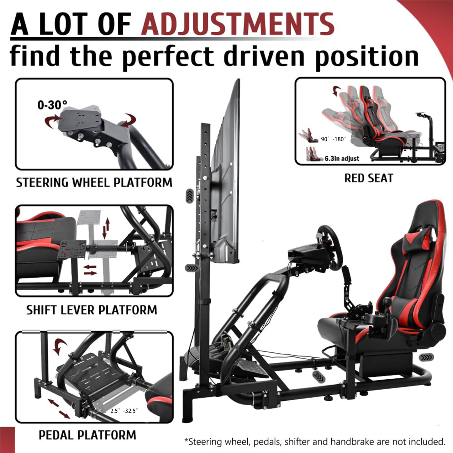Supllueer Racing Sim Cockpit with Seat & Monitor Stand Fit Logitech G920 G923