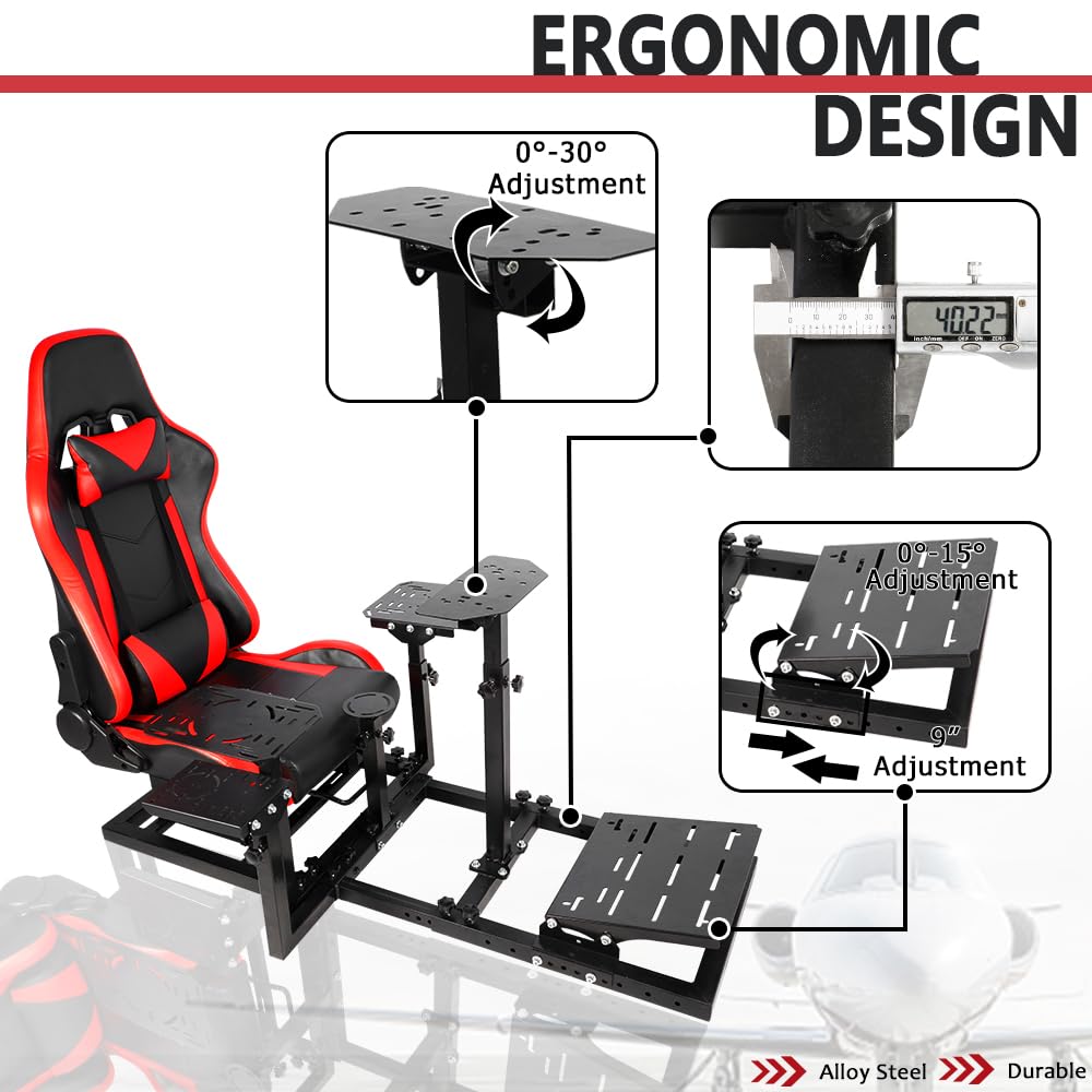 Supllueer Flight Racing Simulation Cockpit with Red Seat fit Logitech G29 X52