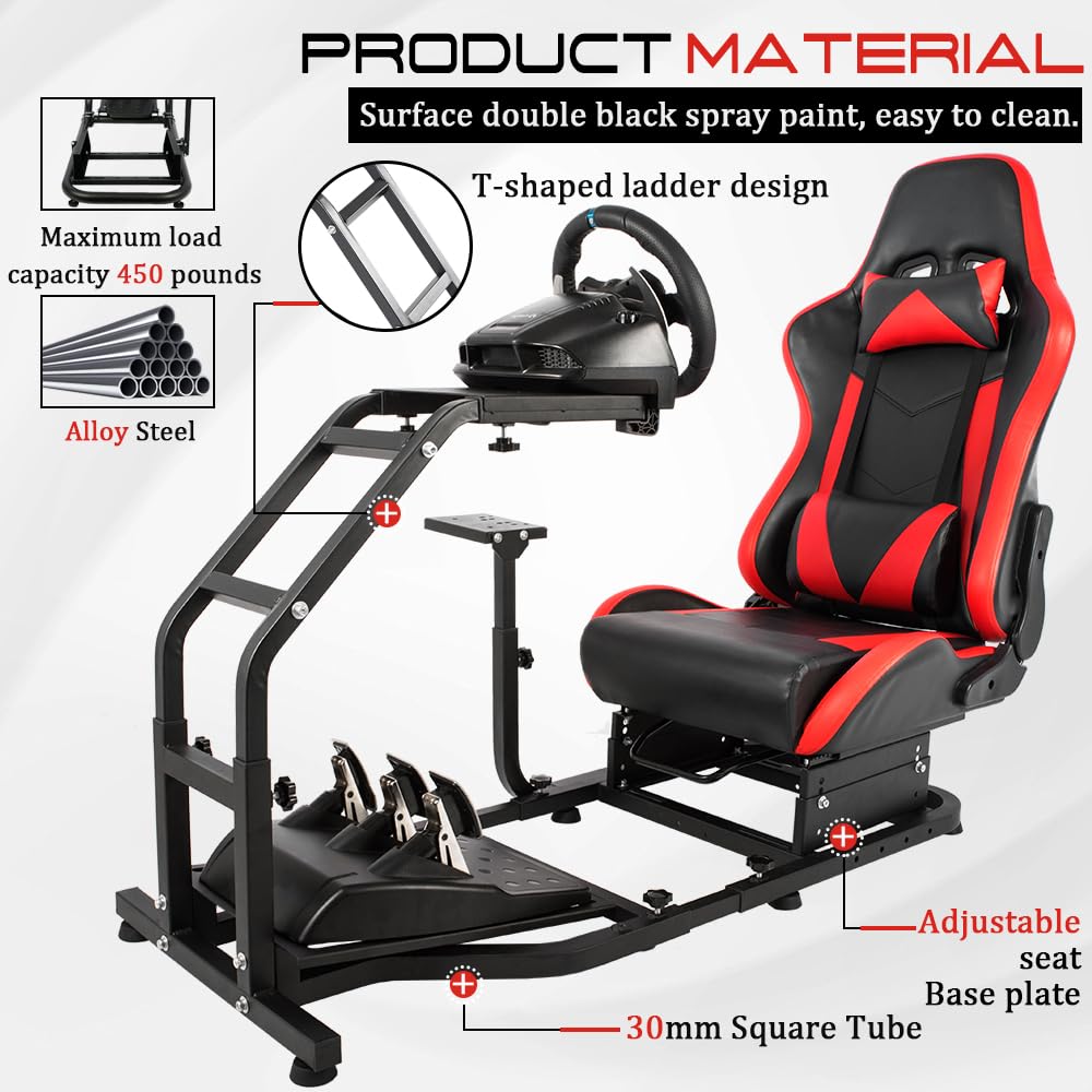 Supllueer Racing Simulator Cockpit Wheel Stand with Seat fit Logitech G29 G920