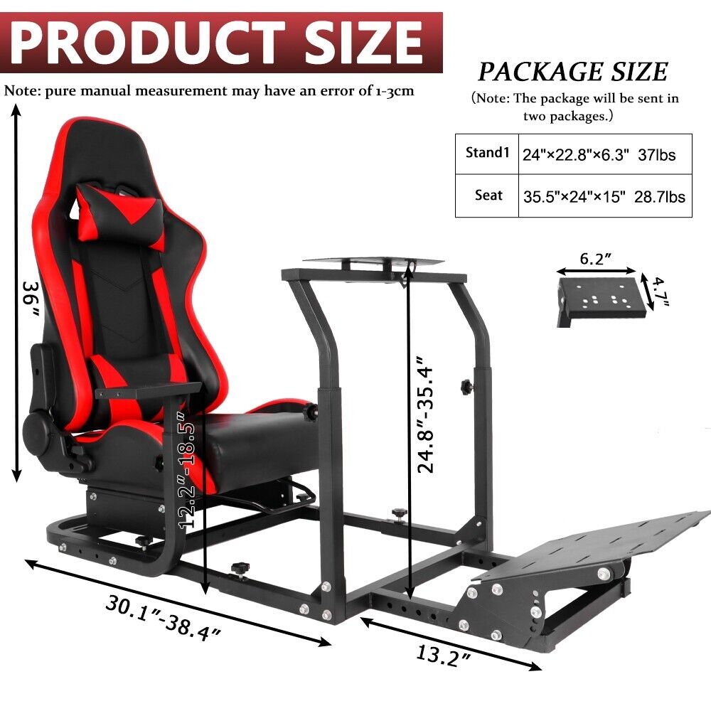 Supllueer Racing Simulator Cockpit Stand with Red Seat Fit Logitech G920 G923