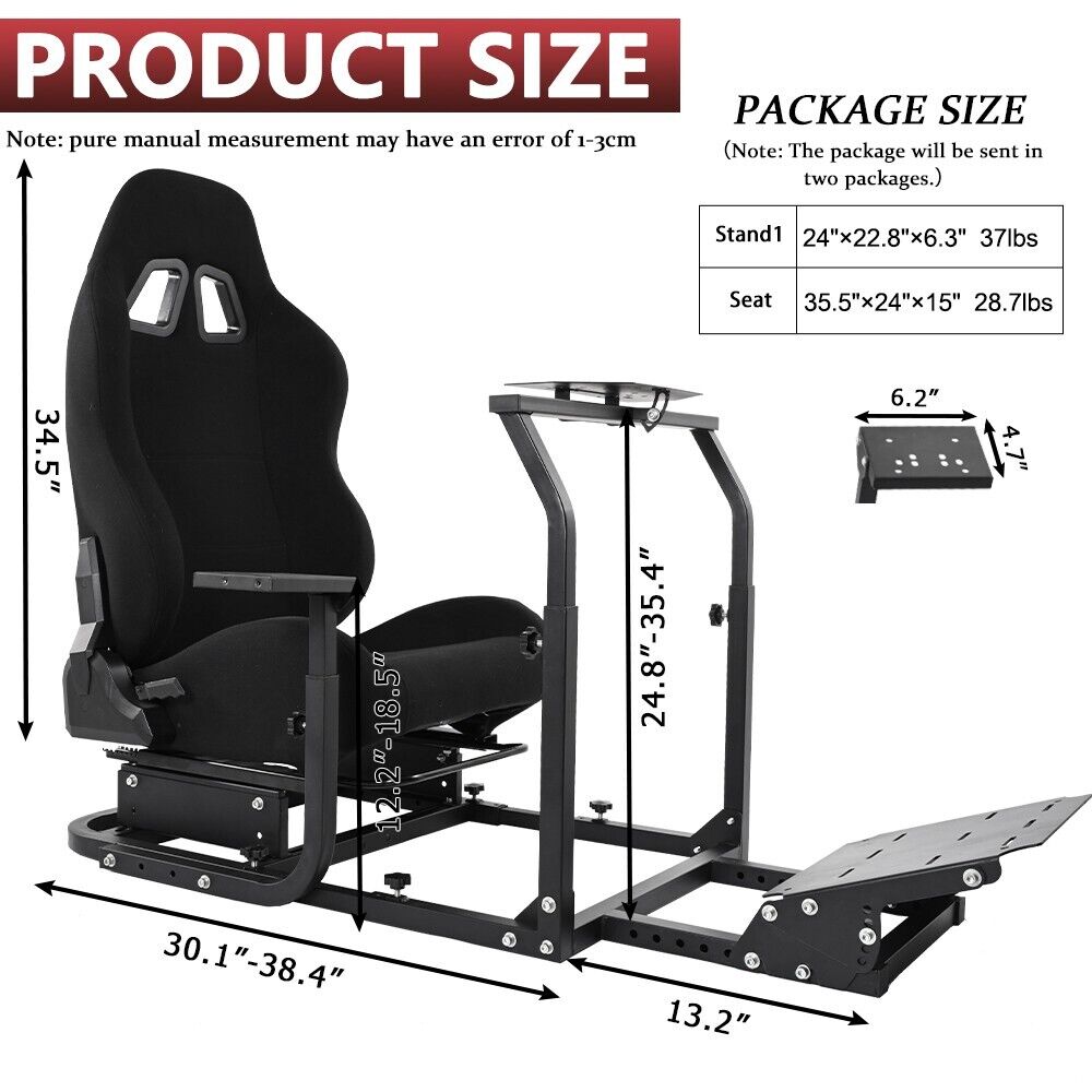 Supllueer Racing Simulator Cockpit Stand with Black Seat Fit Logitech G29 G920