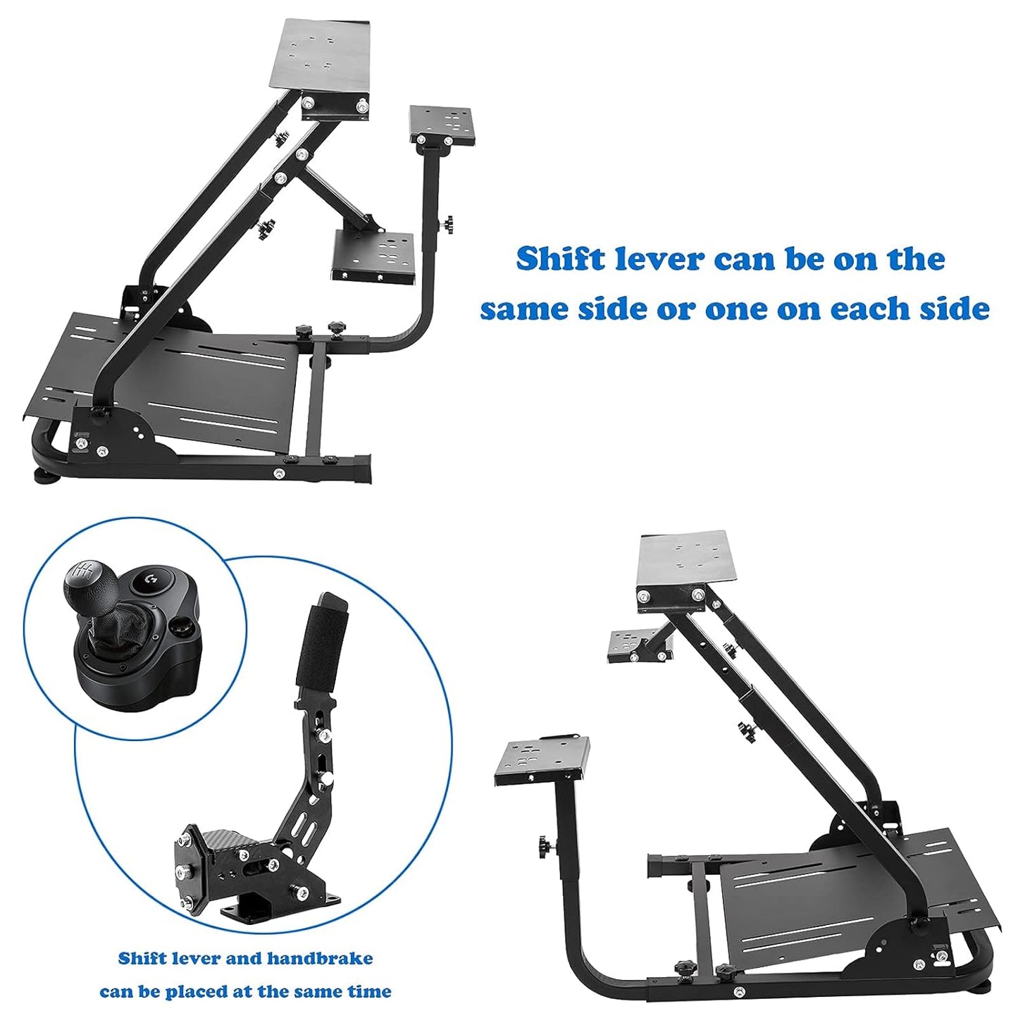 Supllueer Racing Wheel Stand Steering Wheel Stand with 2 Shifter Mount