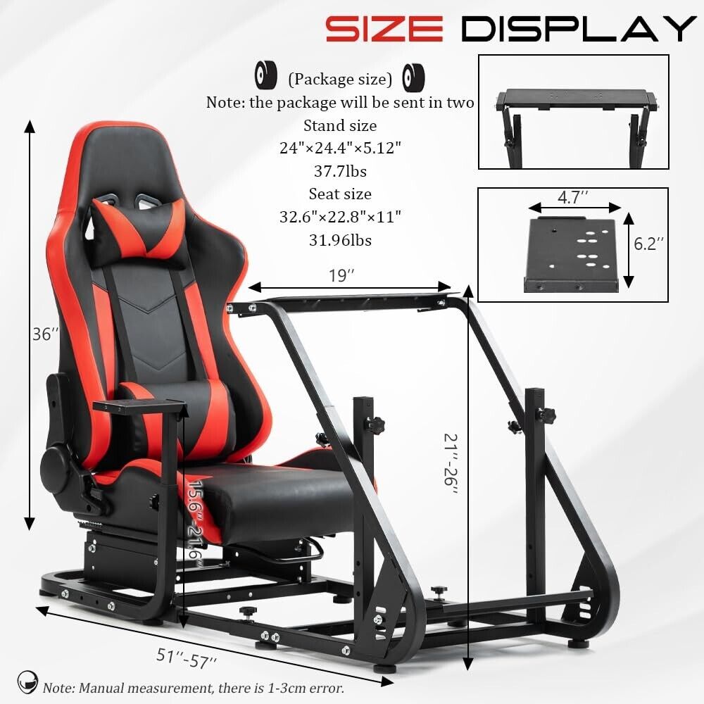 Supllueer Racing Simulator Cockpit Stand with Red Seat fit Logitech G920 G29