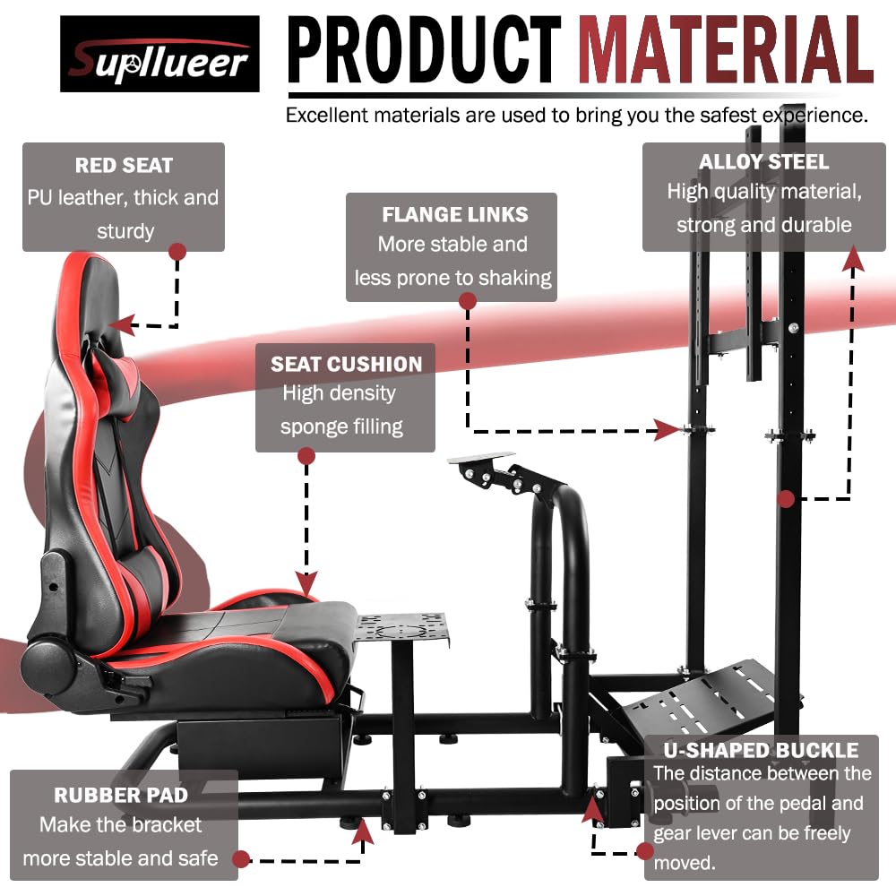 Supllueer Racing Simulator Cockpit Stand or Racing Seat Fit Logitech G920 G923
