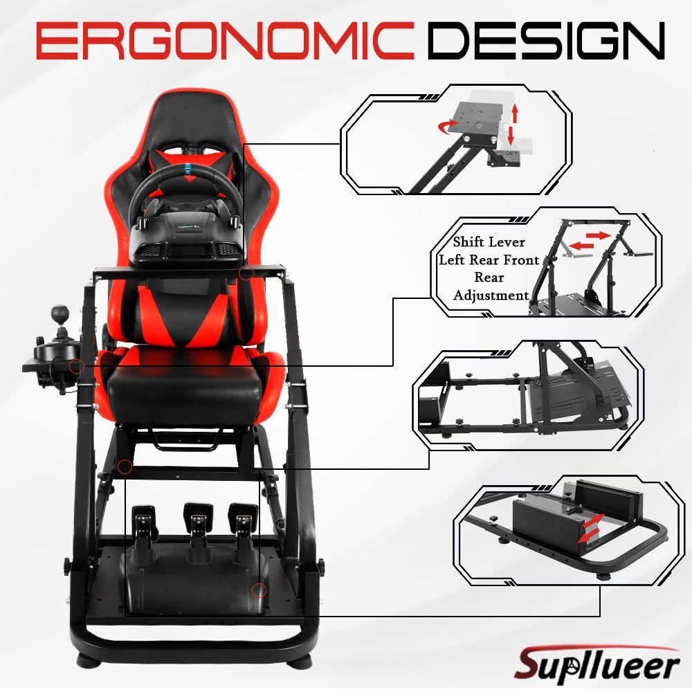 Supllueer Racing Simulator Cockpit Stand with Gaming Seat fit Logitech G923 G920
