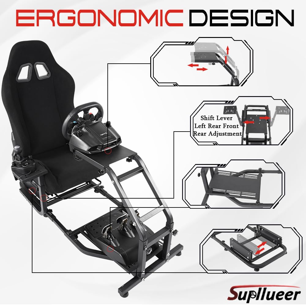 Supllueer Wheel Stand Racing Simulator Cockpit with Seat fit Logitech G29 G920