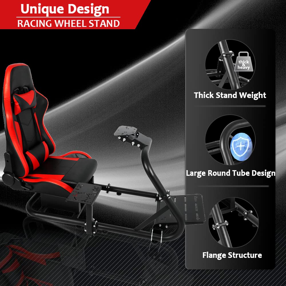Supllueer Racing Simulatior Cockpit Stand with Red Seat fit for Logitech G920