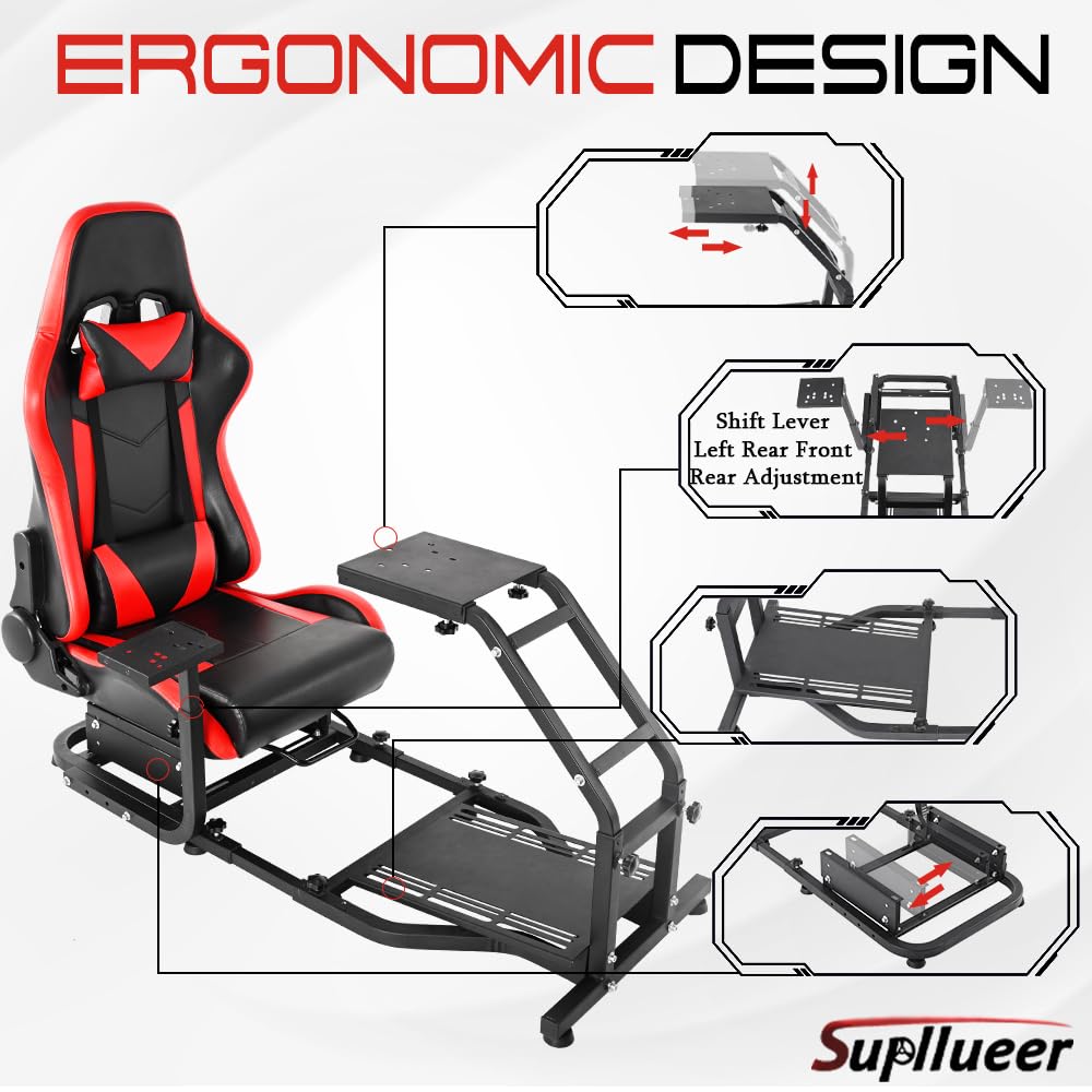 Supllueer Racing Simulator Cockpit Wheel Stand with Seat fit Logitech G29 G920