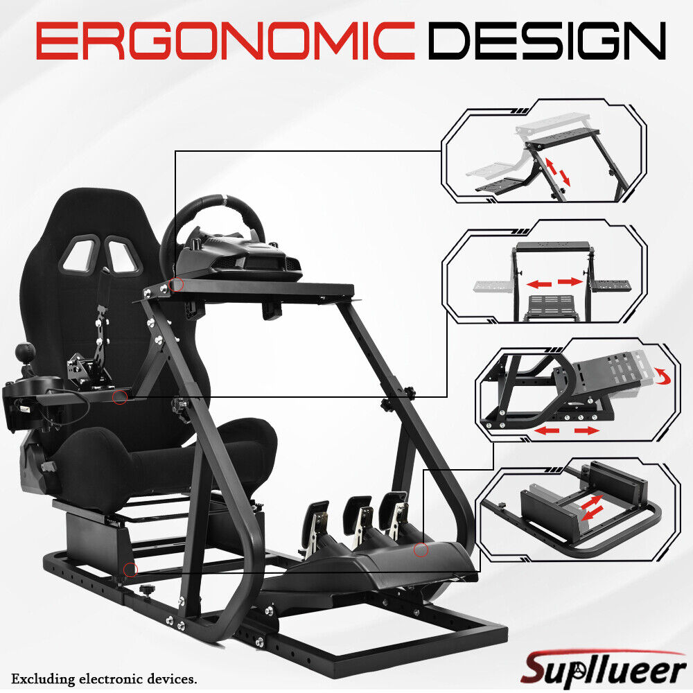 Supllueer Racing Simulator Cockpit Stand with Seat Fit Logitech G29 G920 G923
