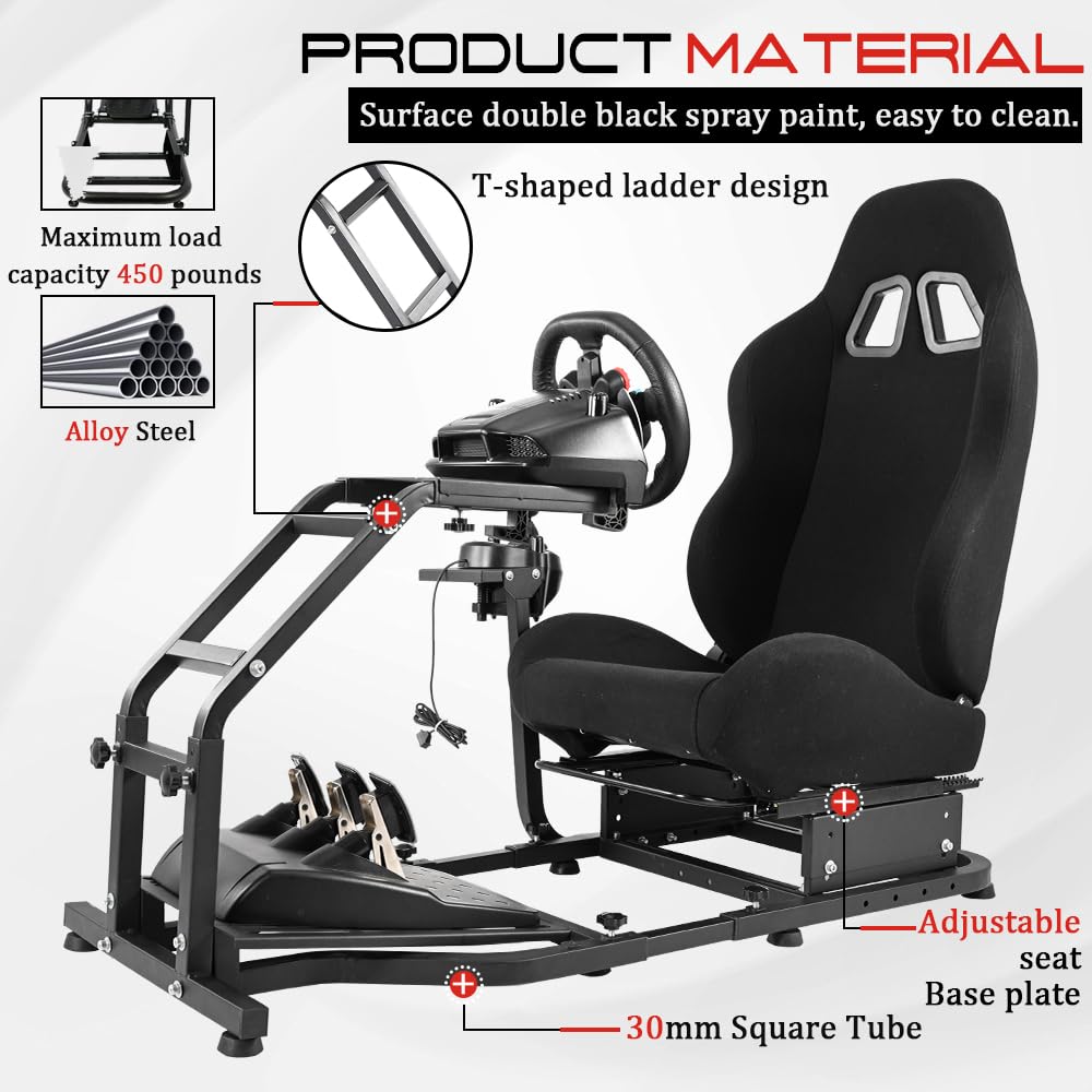 Supllueer Wheel Stand Racing Simulator Cockpit with Seat fit Logitech G29 G920