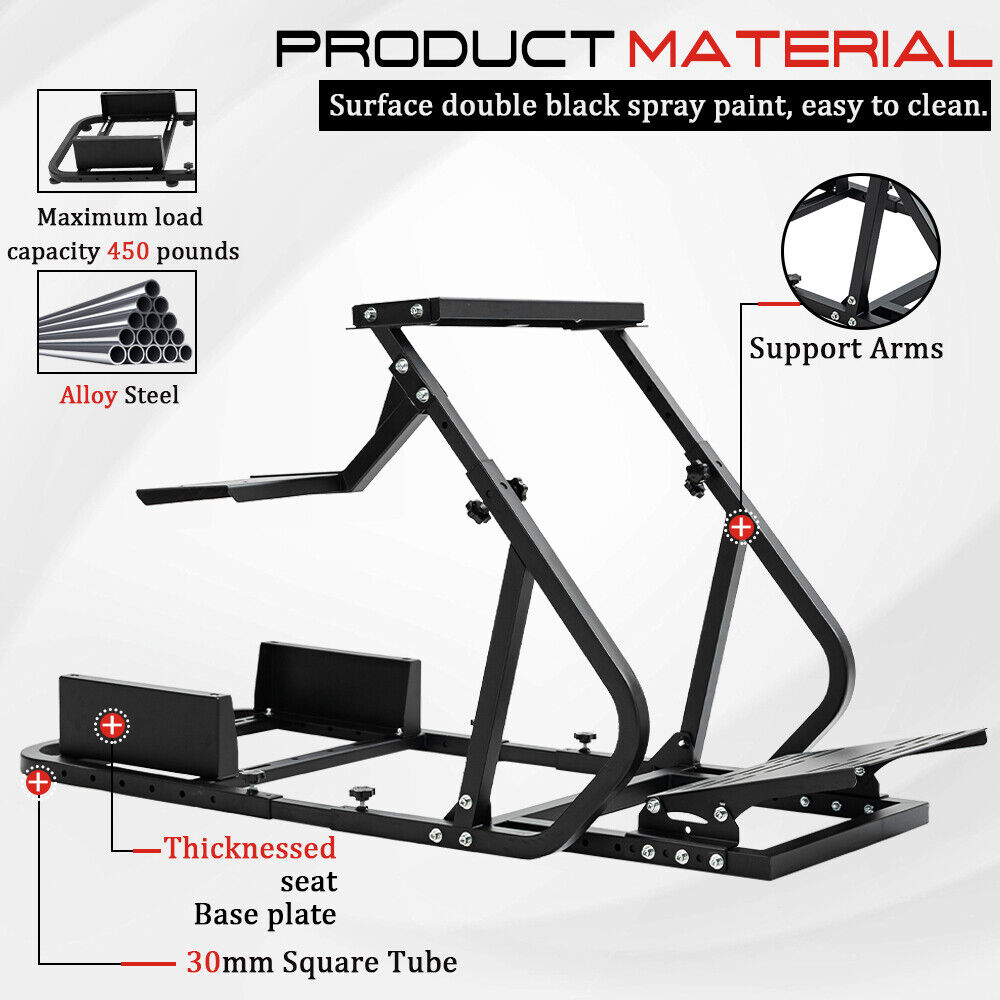 Supplueer Racing Simulator Cockpit Wheel Stand - Fits Logitech G923, G29, G920 - Black Steel