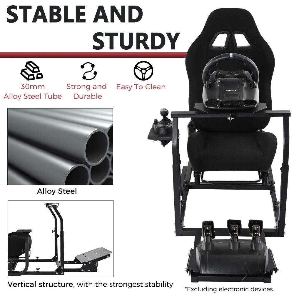 Supllueer Racing Simulator Cockpit Stand with Black Seat Fit Logitech G29 G920