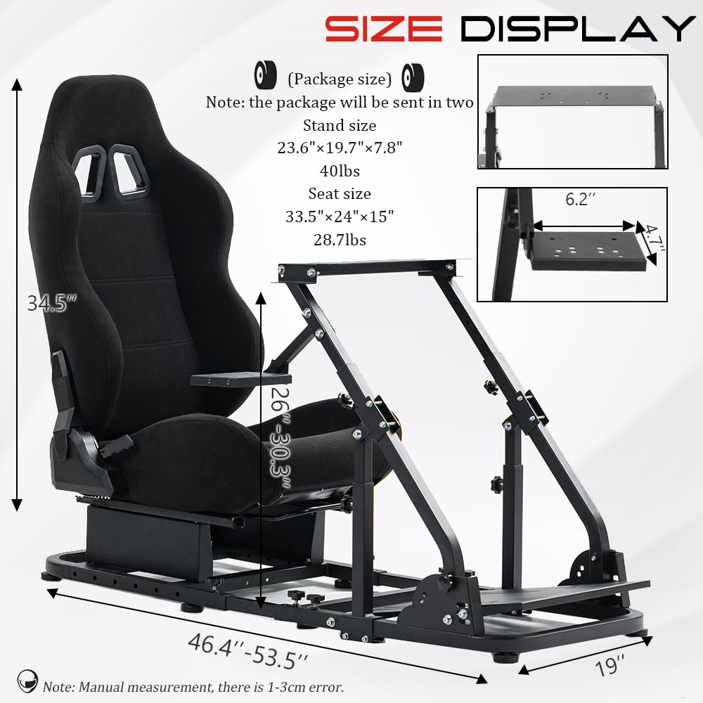 Supllueer G29 Racing Simulator Cockpit with Black Seat Fit Logitech G923 G920