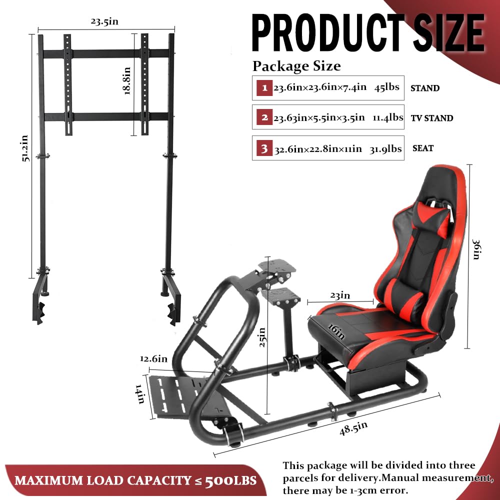 Supllueer Racing Sim Cockpit with Seat & Monitor Stand Fit Logitech G920 G923
