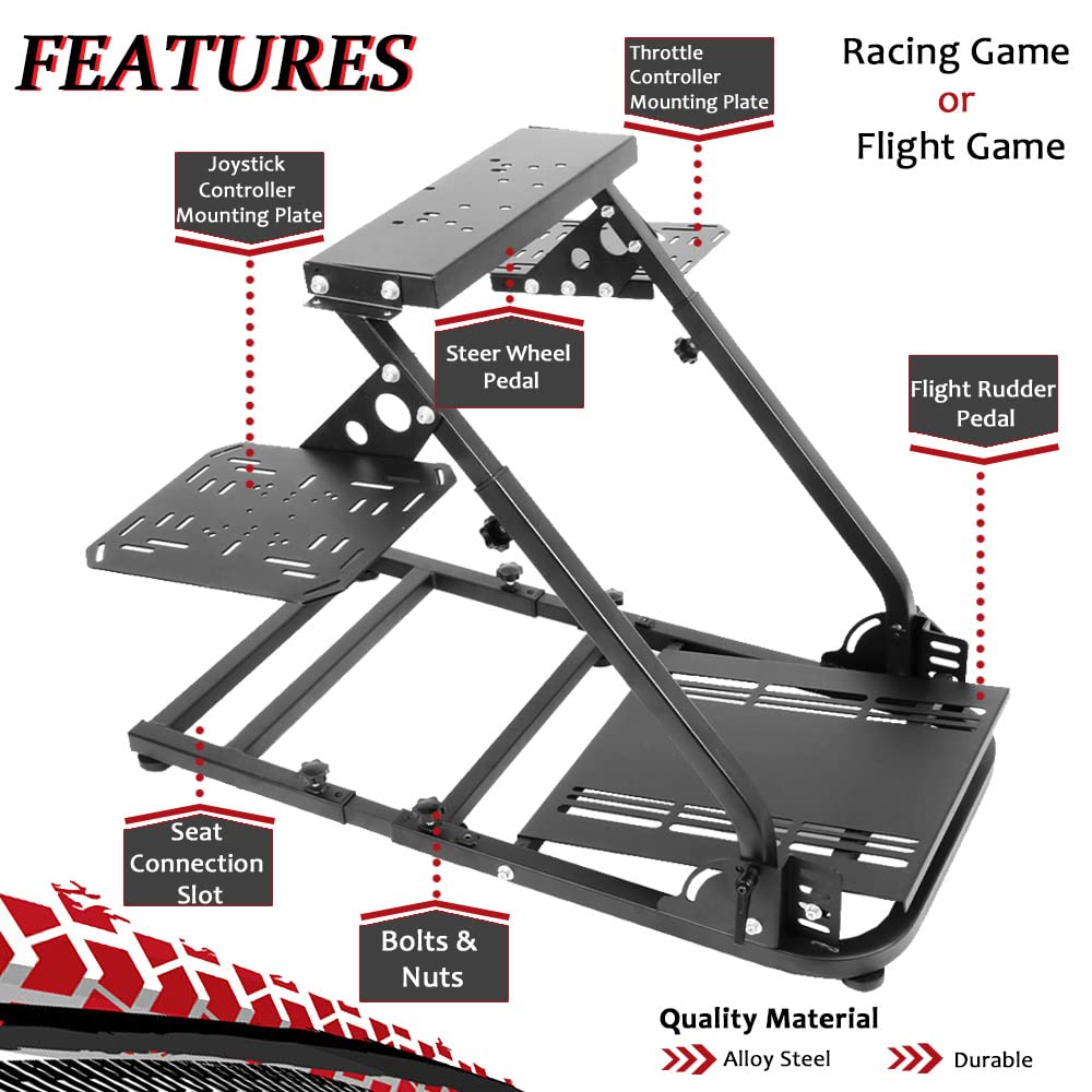 Supllueer Flight Game Mount&Racing Simulator Stand Fit Logitech Saitek Honeycomb