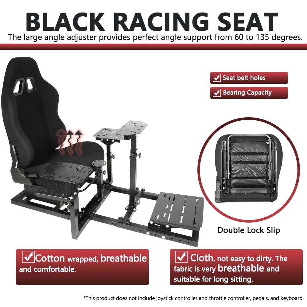 Supllueer Flight Racing Simulation Cockpit with Black Seat fit Logitech G29 X52