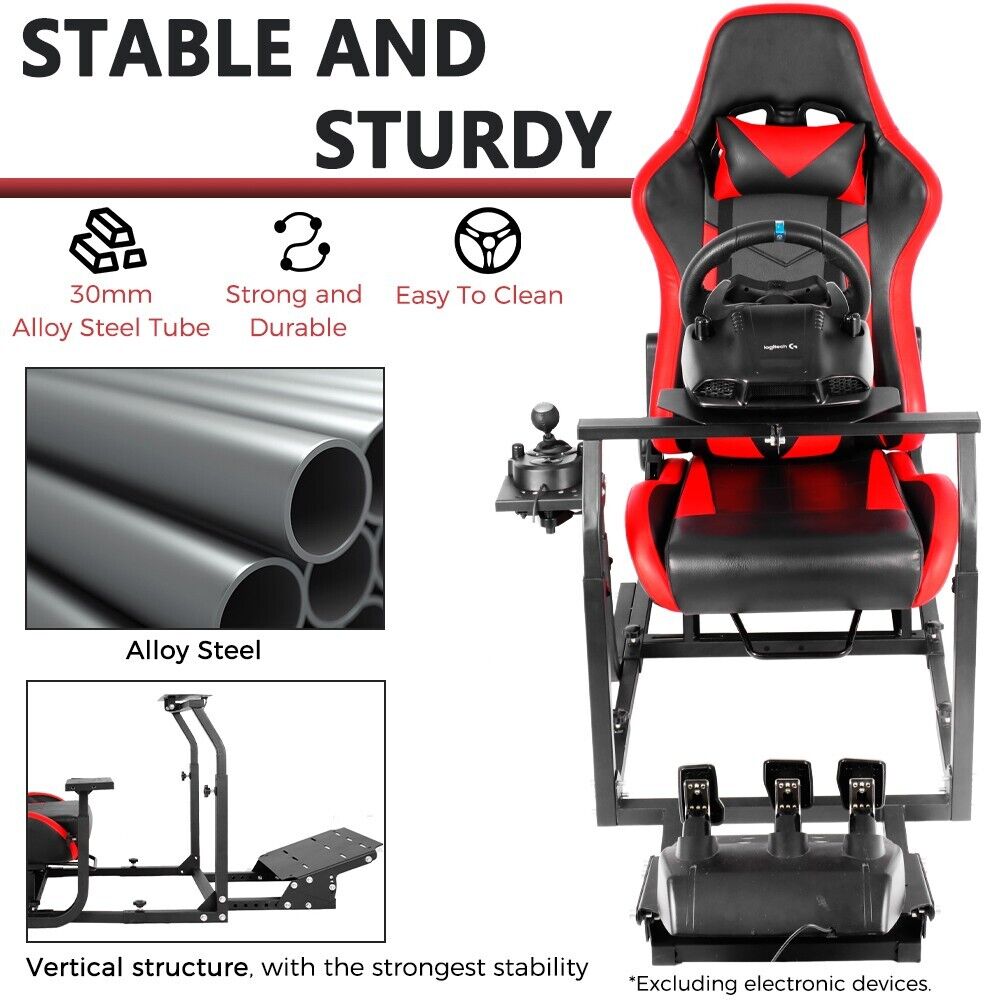 Supllueer Racing Simulator Cockpit Stand with Red Seat Fit Logitech G920 G923