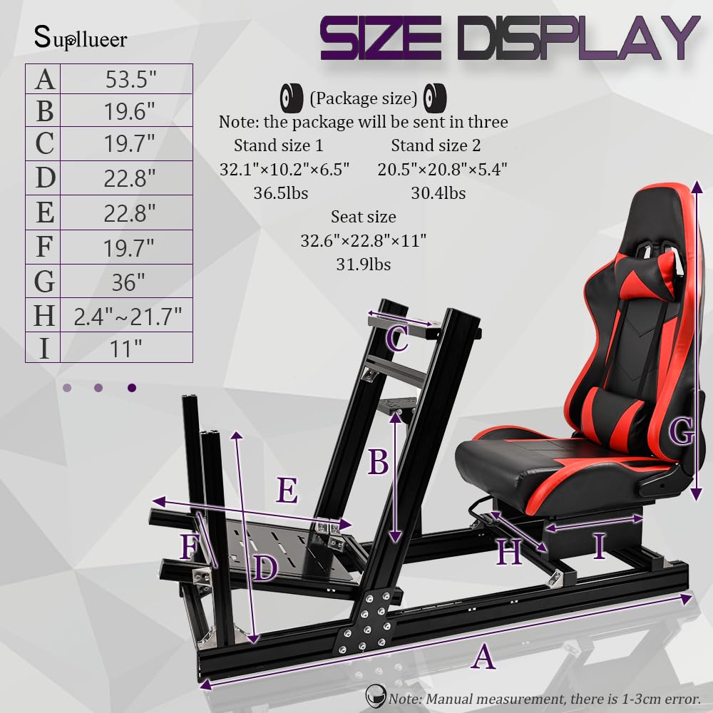 Supllueer Racing Simulator Cockpit with Red Racing Seat Fit Logitech G29 G920