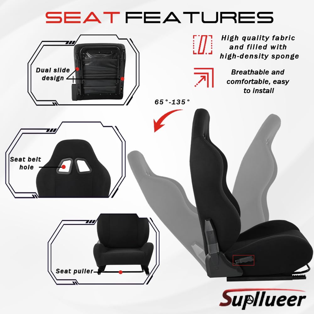 Supllueer Racing Simulator Cockpit Stand with Black Seat fit Logitech G29 G923