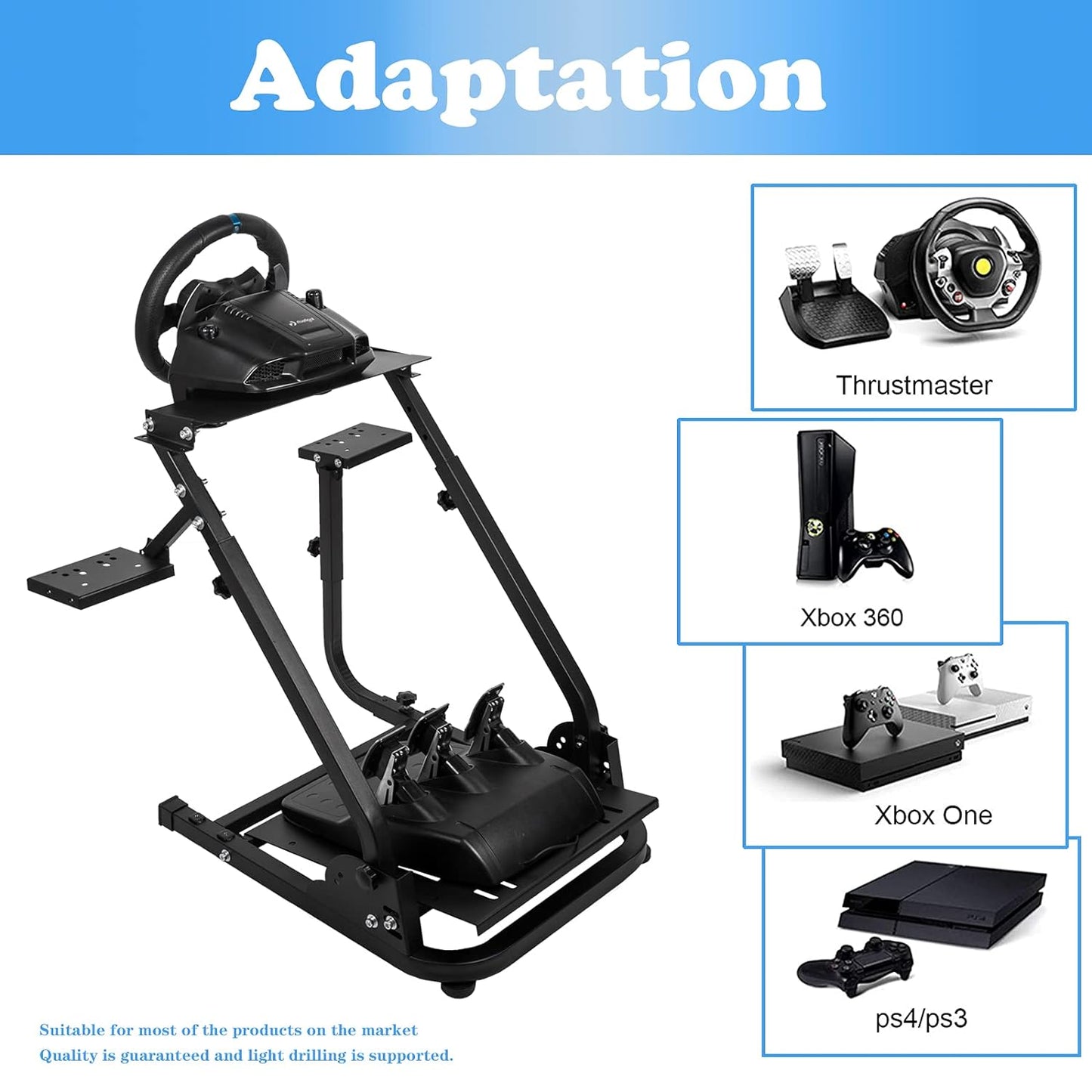 Supllueer Racing Wheel Stand Steering Wheel Stand with 2 Shifter Mount