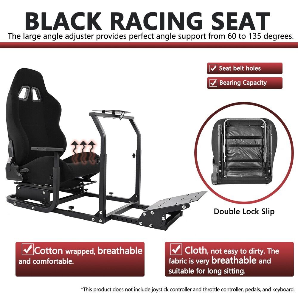 Supllueer Racing Simulator Cockpit Stand with Black Seat Fit Logitech G29 G920