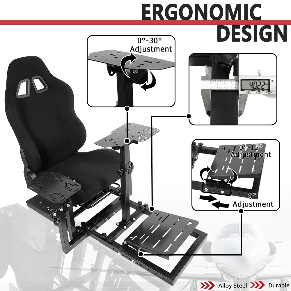 Supllueer Flight Racing Simulation Cockpit with Black Seat fit Logitech G29 X52