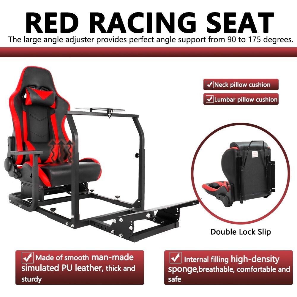 Supllueer Racing Simulator Cockpit Stand with Red Seat Fit Logitech G920 G923