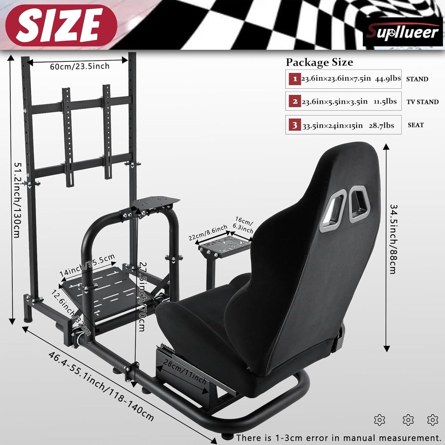 Supllueer Racing Simulator Cockpit with Seat and Monitor Mount Fit Logitech G920 G923